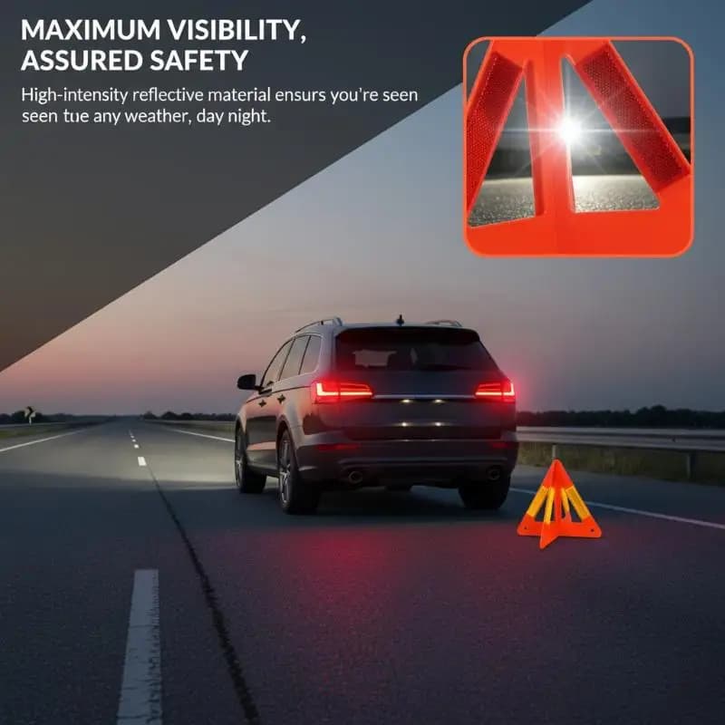 Panneau de signalisation triangulaire réfléchissant rouge, pliable, pour panne d'urgence, outil d'av