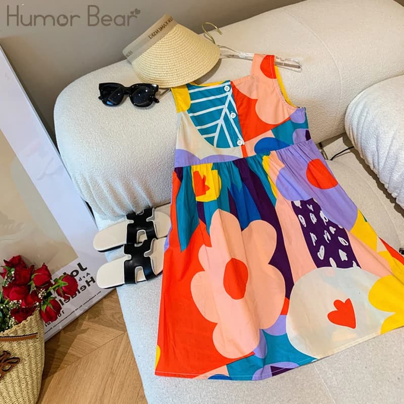 Humor Bear-Robe d'été pour filles, tenue décontractée pour les abonnés aux documents, pull à rayures