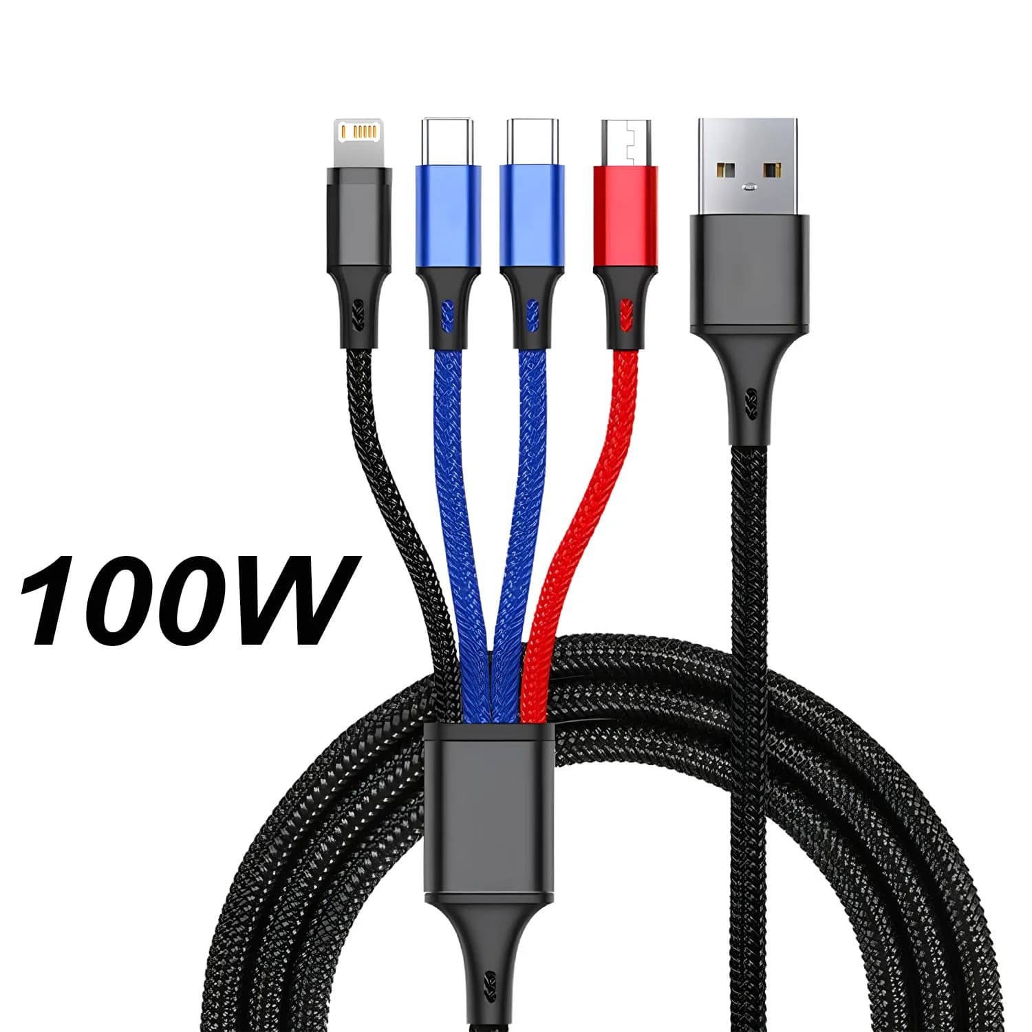 Câble de chargeur multiple 4 en 1 pour iPhone 15 14 13Pro Max Mini 3 en 1, câble de charge rapide Mi