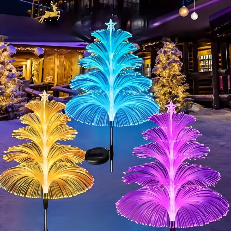 Lampe méduse à fibre optique solaire pour jardin, cour, parc, couloir, avec contrôle de la lumière, 