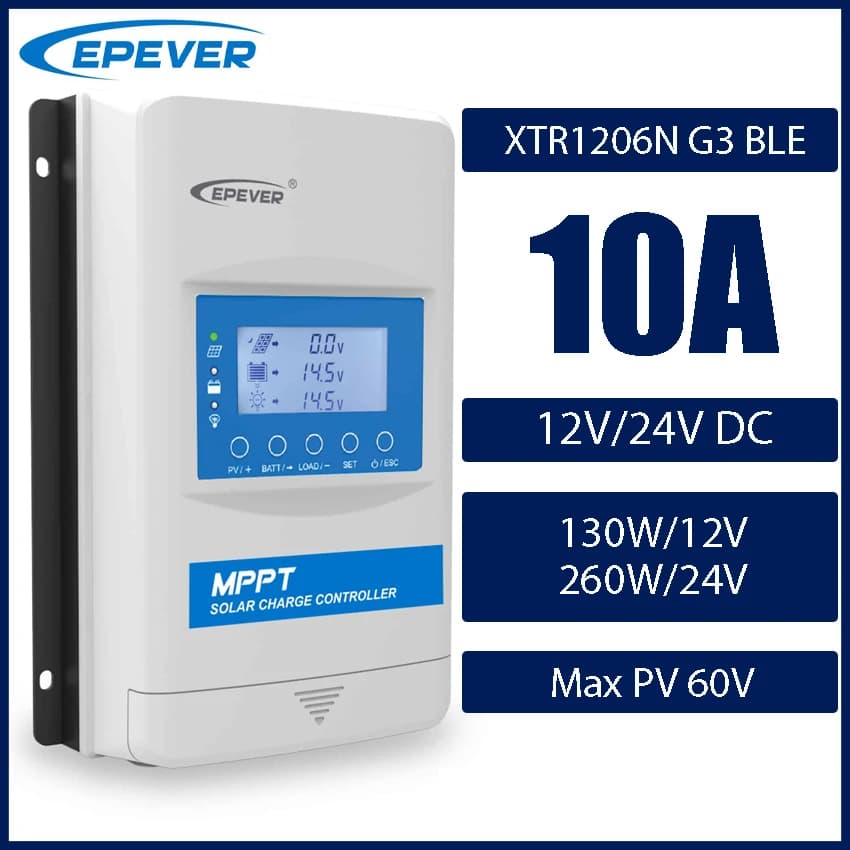 EPEVER 10/20/30/40A contrôleur solaire MPPT intégré Bluetooth 12V 24V 48V XTRANG3BLE 60/100/150V pan