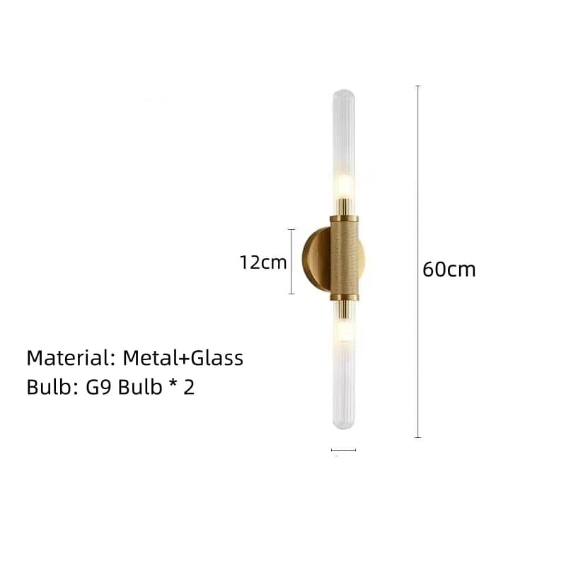 Applique murale Art déco créative en verre transparent, métal doré, ampoule G9, éclairage domestique