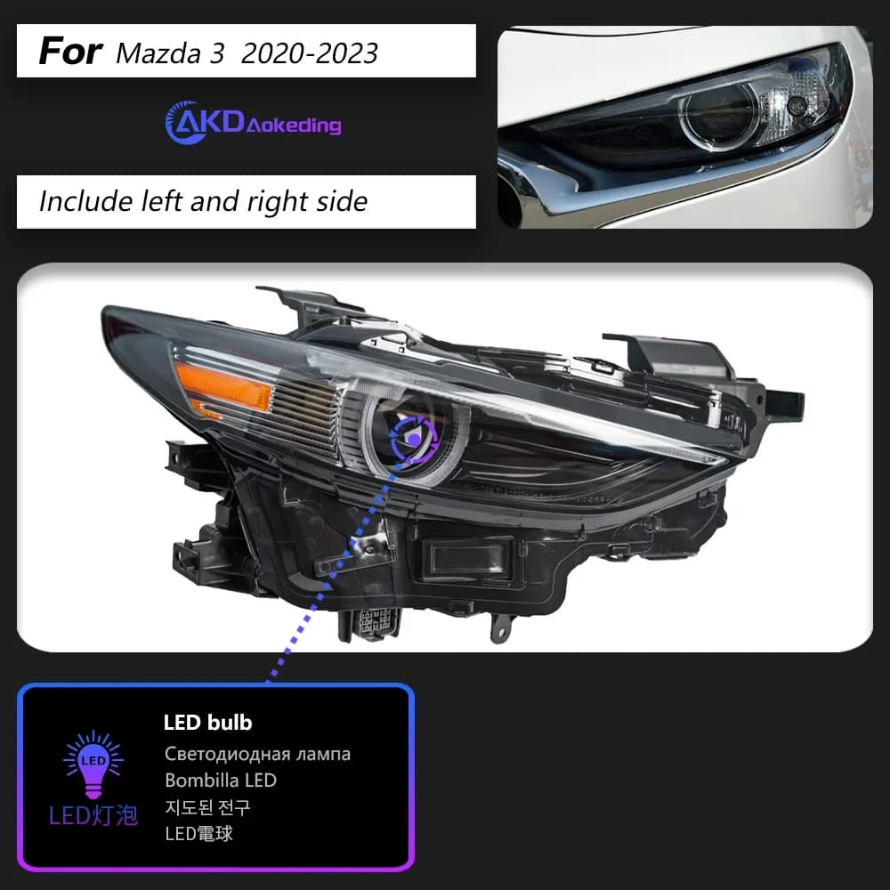 AKD-Lampe frontale pour Mazda 3 Axela 2020-2023, lumières de sauna LED, clignotant DRL, faisceau éle