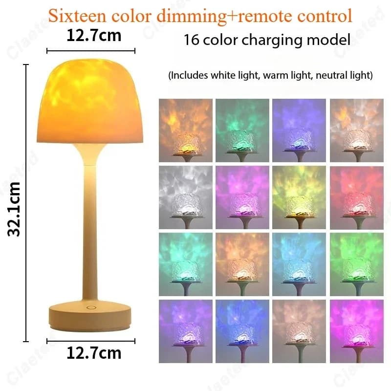 Lampe de bureau LED à pieds hauts, escales d'ondulation de l'eau, cadeau de couple romantique, veill