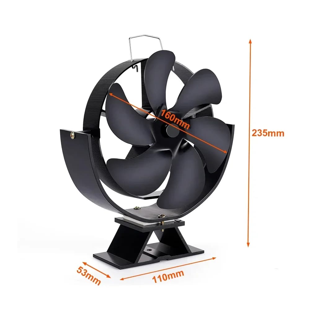 Ventilateur de poêle à chaleur à 6 pales, ventilateur de cheminée rotatif à 360 degrés, brûleur à bo