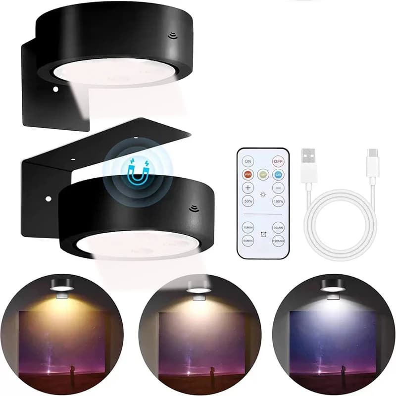 Éclairage pour tableaux, lot de 2 lampes à peinture rechargeables par USB, 3 couleurs réglables, lam
