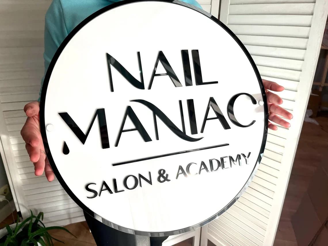 Panneau mural personnalisé avec Logo professionnel, panneau mural en acrylique, Logo de Salon, plaqu