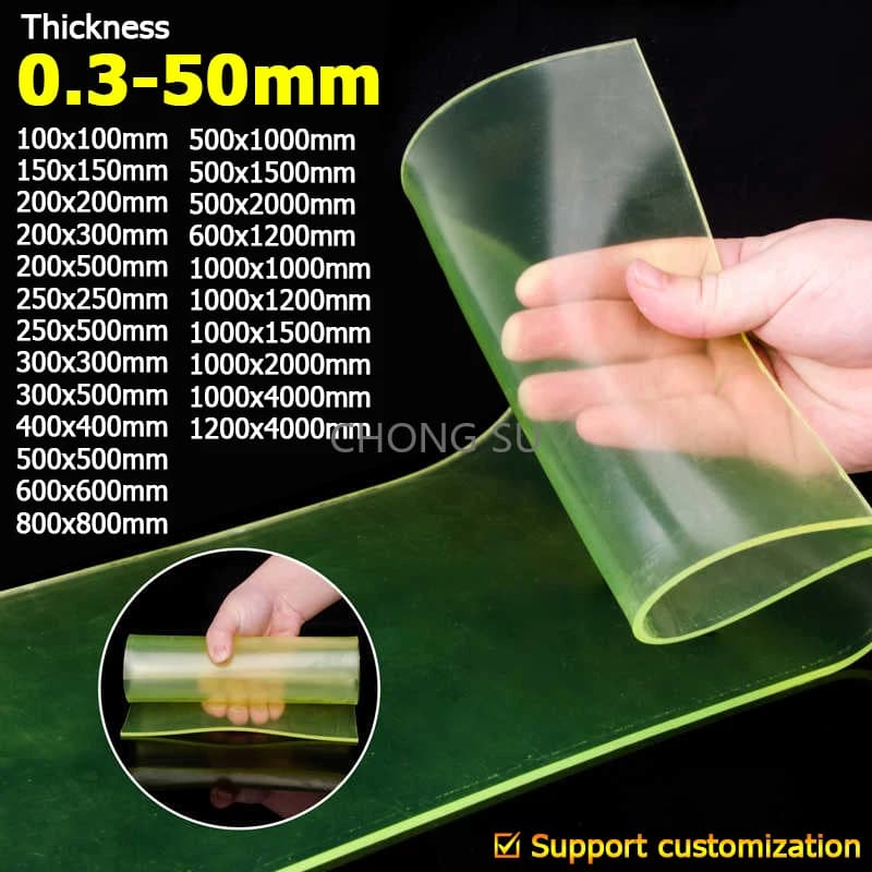 Feuille de polyuréthane PU plaque jaune-verte translucide 100x100 150x150 200x200 300x300 400x400 50