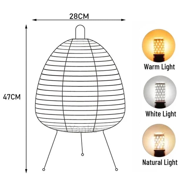 Lampadaire japonais Noguchi Akari en papier de riz Wabi Sabi, lampe sur pied Vintage pour chambre à 