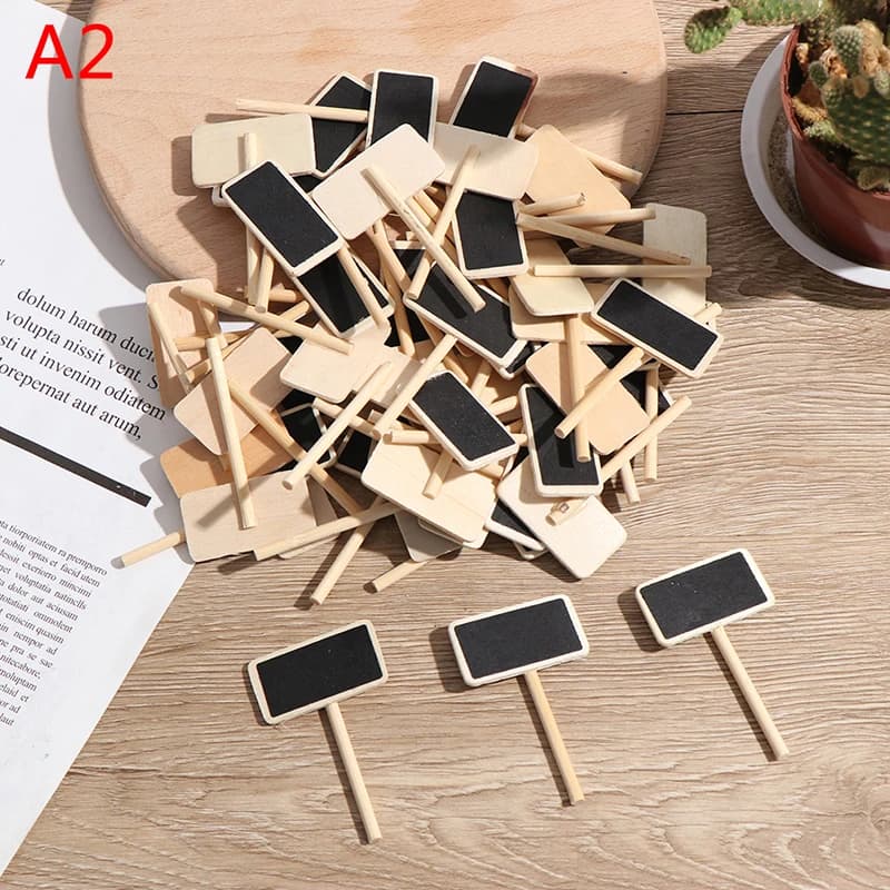 50 Mini tableau noir message en bois ardoise rectangle clip panneau carte mémo étiquette
