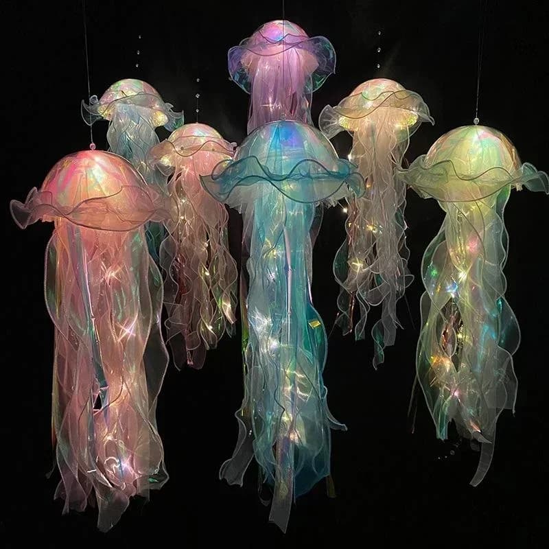 Lampe méduse Portable à fleurs, luminaire décoratif d'ambiance pour chambre de fille, lampe de nuit 