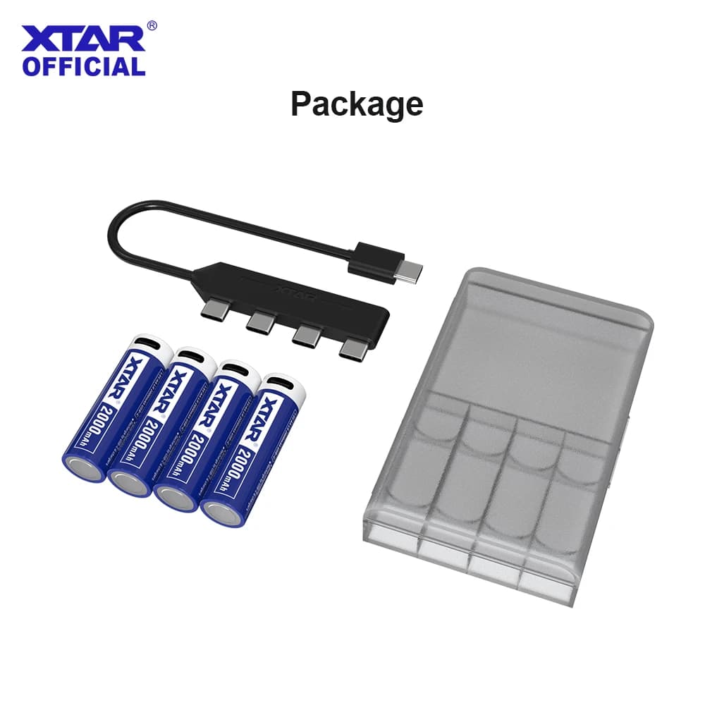 XTAR 1.5V AA LR USB-C 2000mAh batterie Li-ion Rechargeable Charge rapide type-c Charge directe Tripl