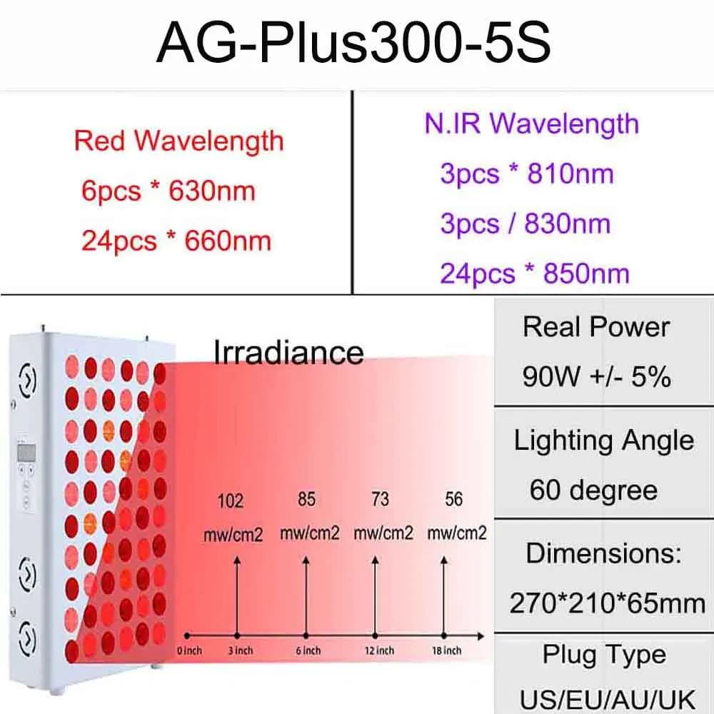 Nouvelle lampe de thérapie à lumière rouge 300W 630nm 660nm, lampe de thérapie à infrarouge proche 8