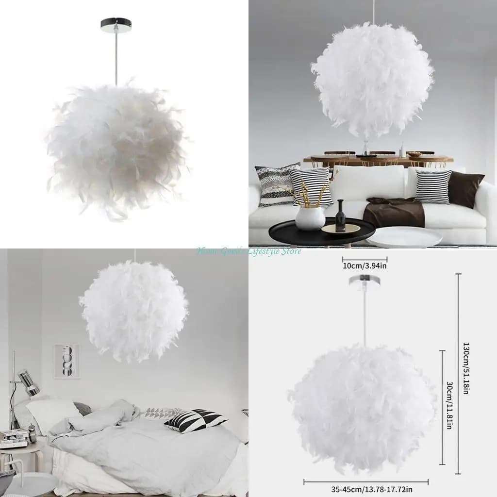 Abat-jour élégant E74E, coque lampe E27, couverture d'éclairage, Texture plume pour lampe