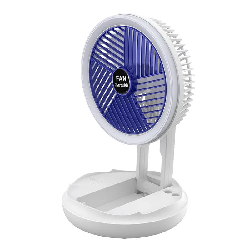 Ventilateur pliable 2-en-1 et lampe LED, ventilateur portable rechargeable 2400 mAh, circulateur d'a