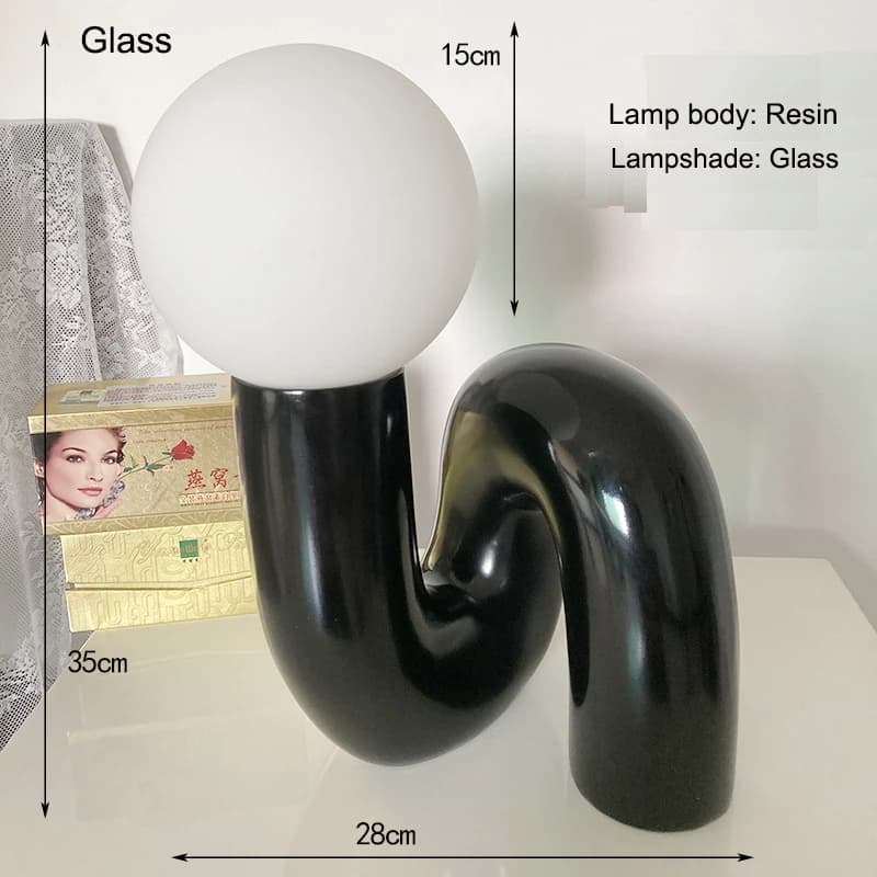 Lampe de bureau en résine postmoderne nordique rétro chambre et salon abat-jour en verre créatif aba