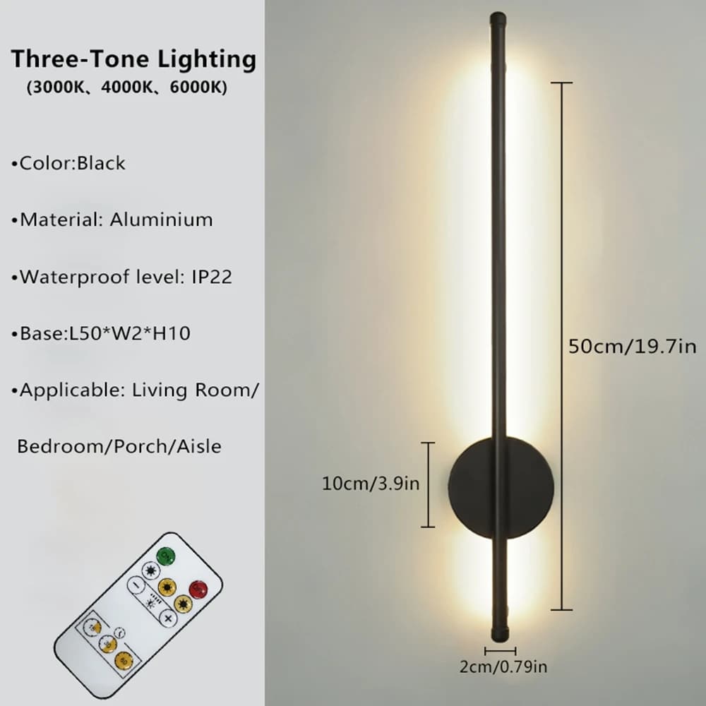    Lampe murale magnétique rechargeable noire et or pour salon, chambre, couloir, bureau, escalier,