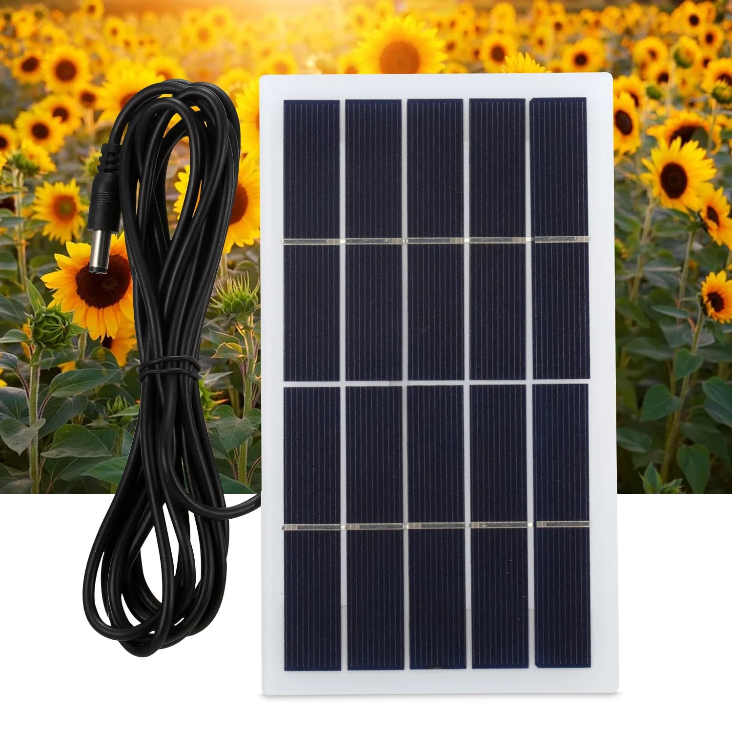 Panneau solaire 2W 5V avec port CC, cellule solaire en silicium polycristallin, bricolage, étanche, 