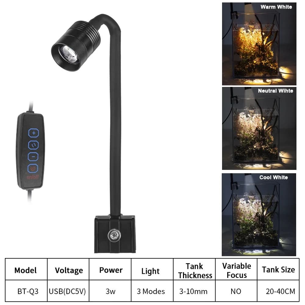 Super mince LED Aquarium lumière éclairage plantes grandir lumière USB-5V 3W plante aquatique éclair