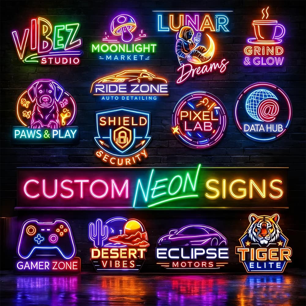 Enseigne néon personnalisée, personnalisation de motifs UV, lumière LED néon pour enseigne de magasi