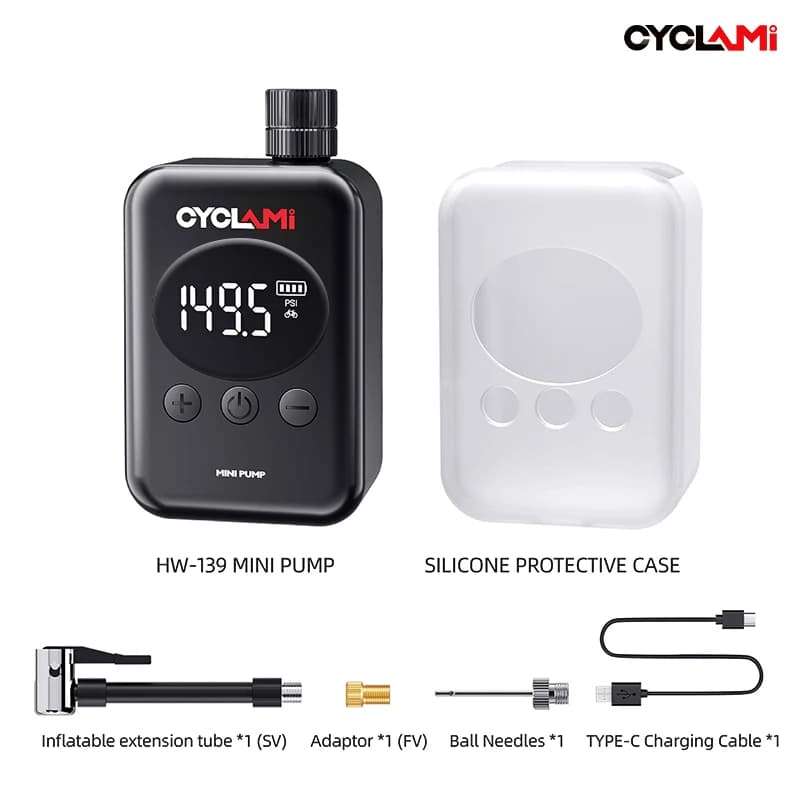 CYCLAMI 150 Psi Gonfleur d'air haute pression Pompe de gonflage électrique pour vélo Mini pompe port