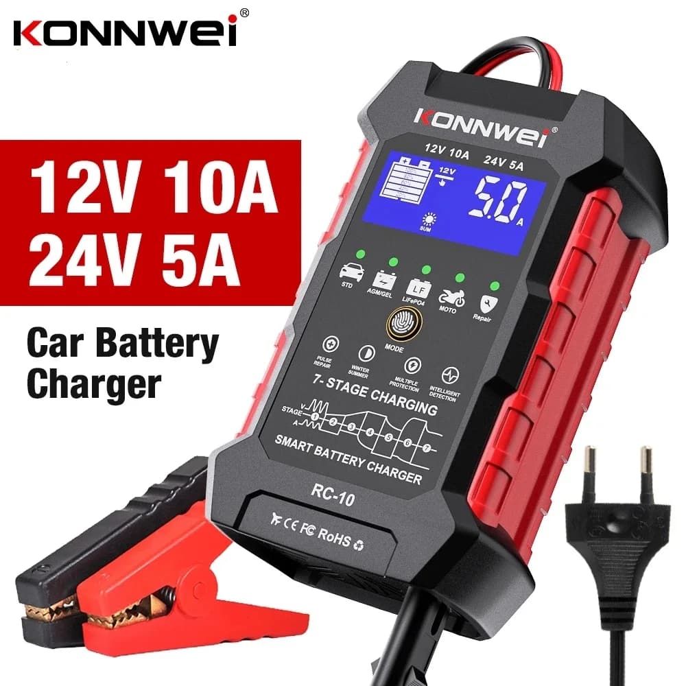 Chargeur de batterie de voiture professionnel KONNWEI RC-100 12V/24V, outil de réparation par impuls