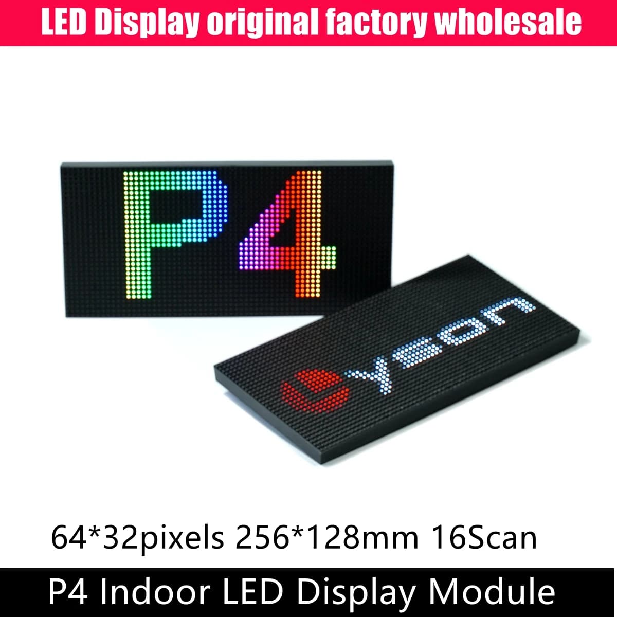 Panneau mural vidéo LED SMD RGB d'intérieur P4, 256x128mm, balayage 1/16, 64x32 Pixels, Port HUB75E