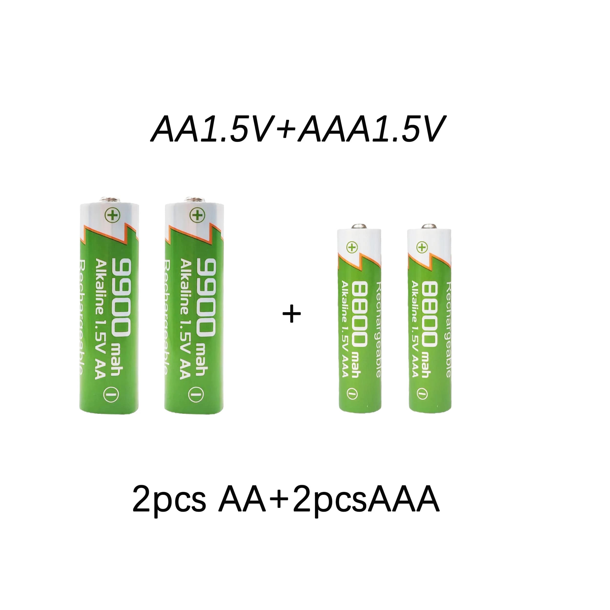 Ensemble de piles alcalines rechargeables NEW1.5V: AA 9900mAh et AAA 8800mAh avec chargeur USB, livr
