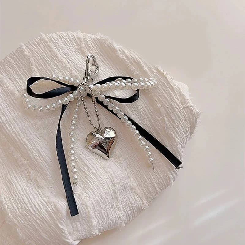 Porte-clés à pampilles en forme de cœur d'amour, breloque de luxe, fait à la main, créatif, nœud pap