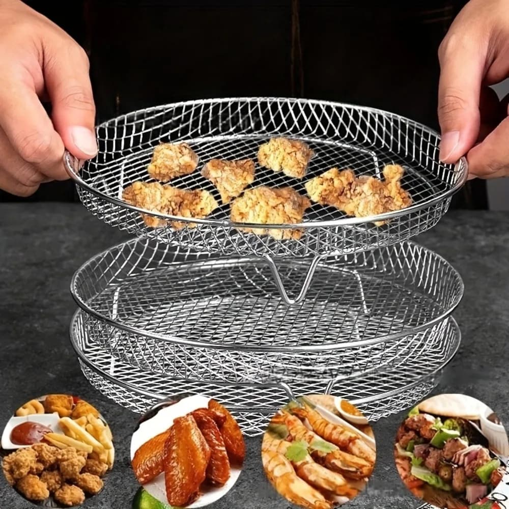 Accessoire pour friteuse à air en acier inoxydable, lot de 3 supports pour friteuse à air, grille de