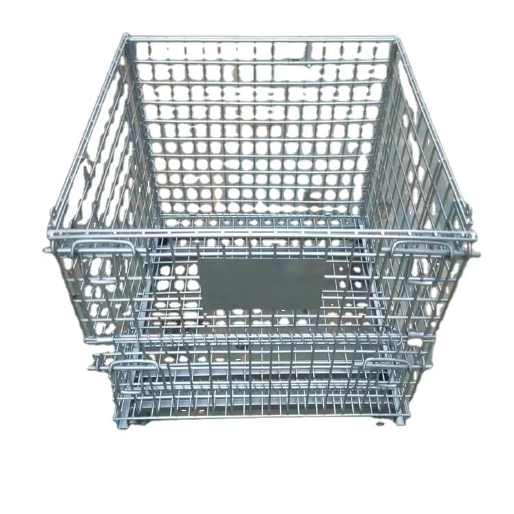 Conteneur à palettes en treillis métallique pliable et électrogalvanisé à tissage simple pour la man