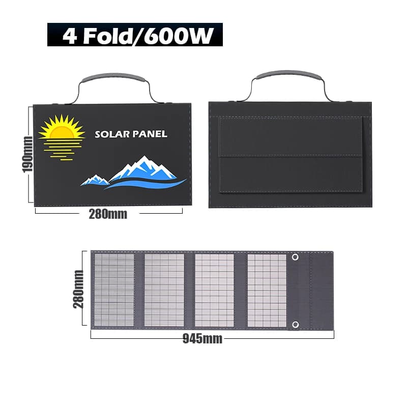 Panneau solaire pliable 1000W avec double sortie USB DC, sac chargeur solaire portable, générateur d