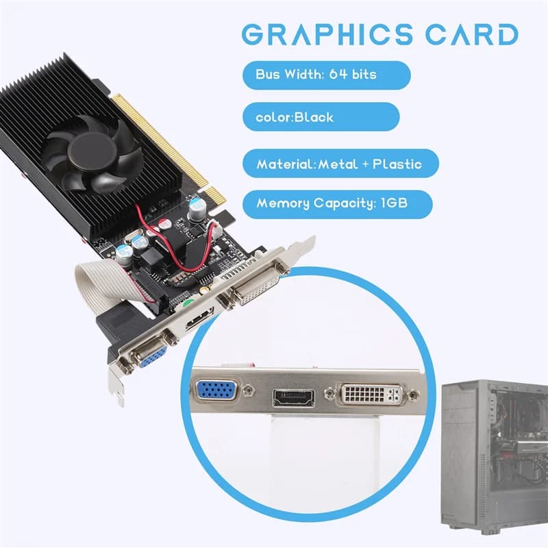 Carte graphique XB-GT210 1 go DDR2 64 bits PCIE 2.0 GPU, carte vidéo de bureau DVI VGA Compatible