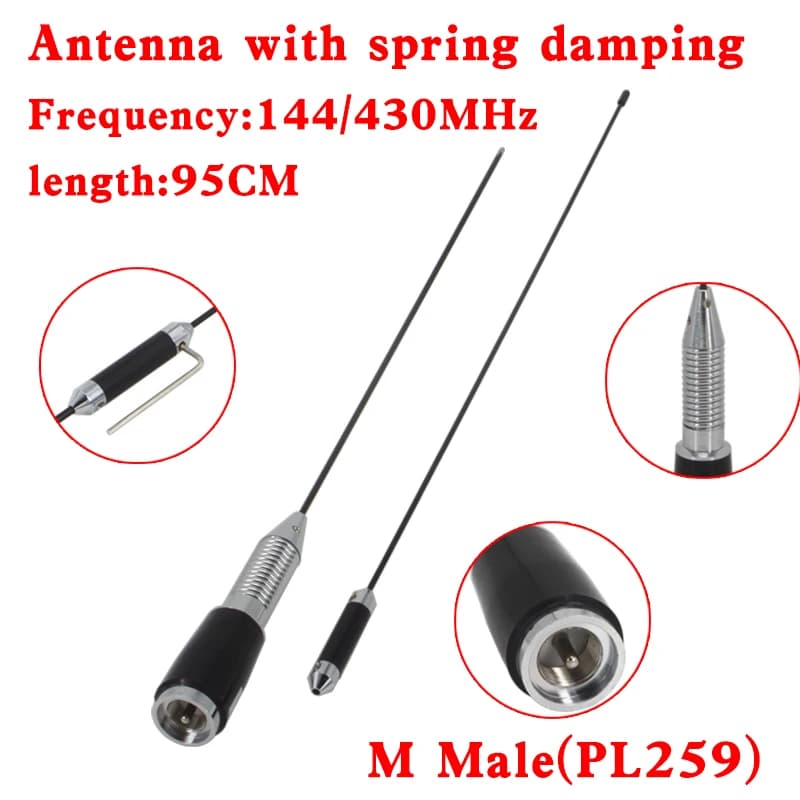 Antenne de véhicule pour talkie-walkie UHF VHF, antenne radio de voiture à ressort inférieur PL259, 