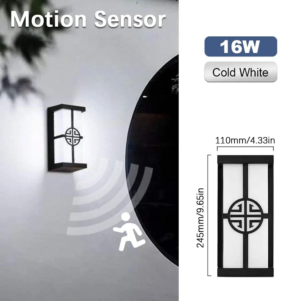 Capteur de mouvement mur LED lumière 16W intérieur et extérieur étanche IP66 porche applique maison 