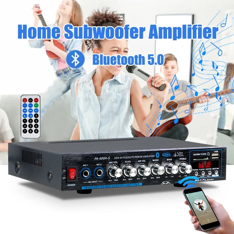 Amplificateur Hifi Bluetooth professionnel haute puissance, 4.1 canaux, son Surround, FM, USB, téléc