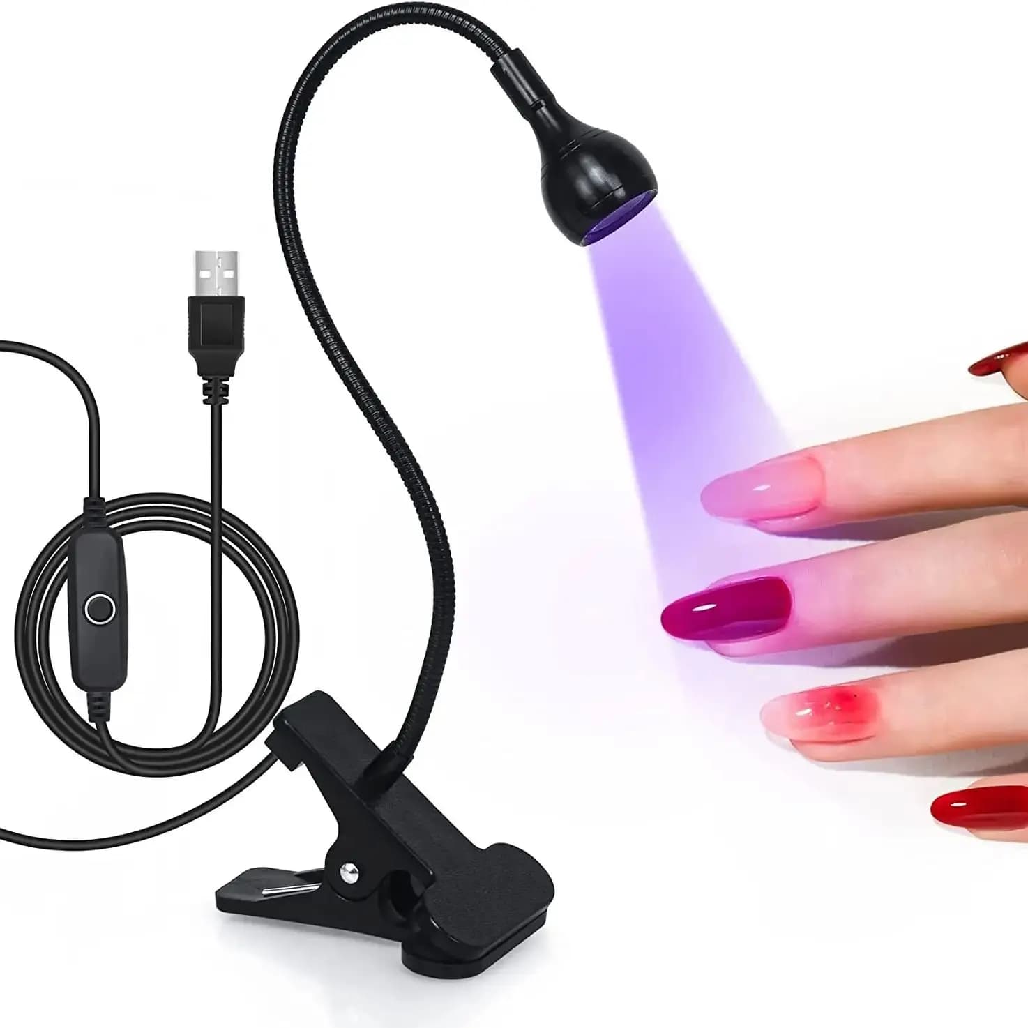 Lampe UV LED 395nm pour ongles, lumière ultraviolette, séchoir à ongles USB à clip, lumière noire, l