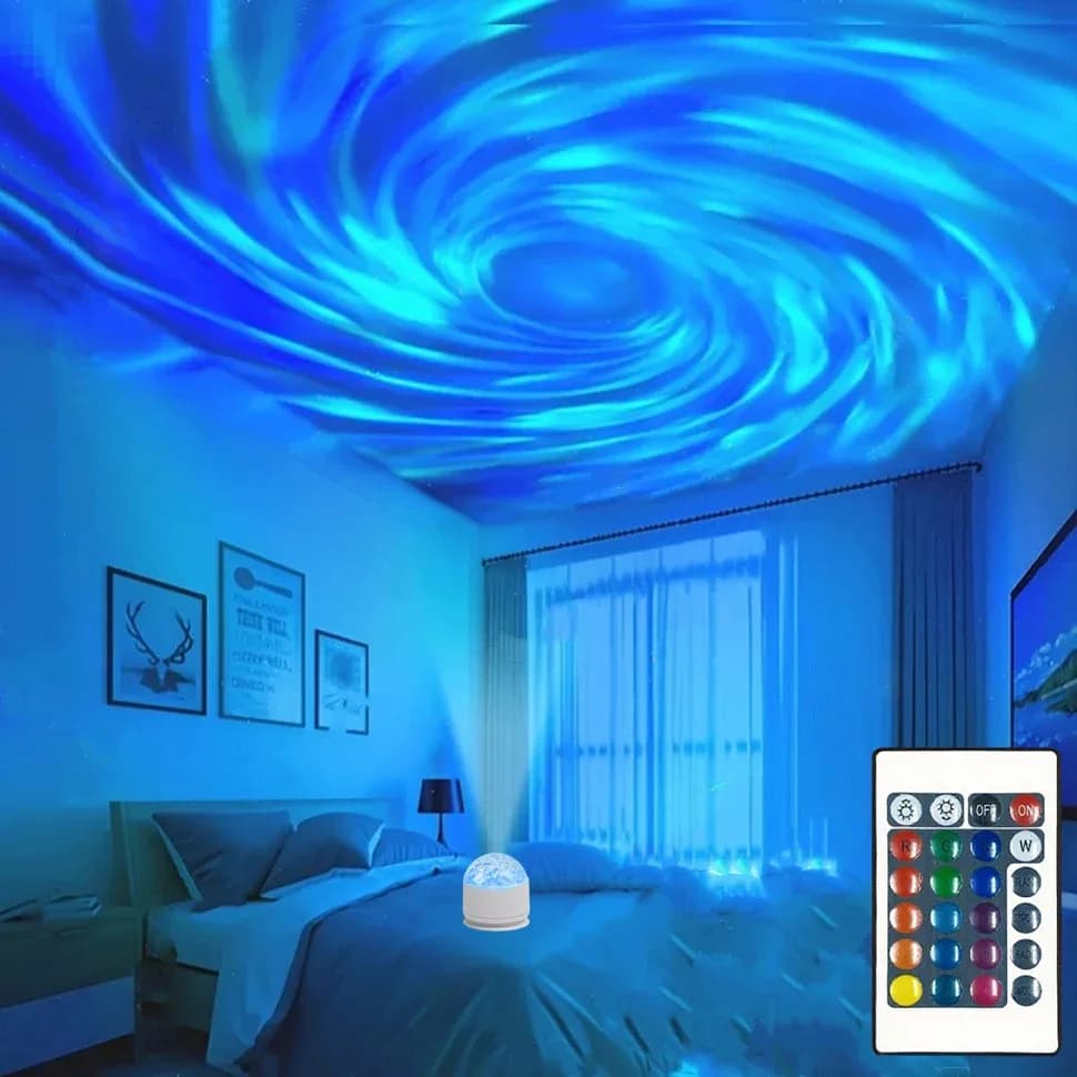 Projecteur rotatif ciel étoilé Aurora Borealis avec télécommande LED veilleuse galaxie 16 effets de 