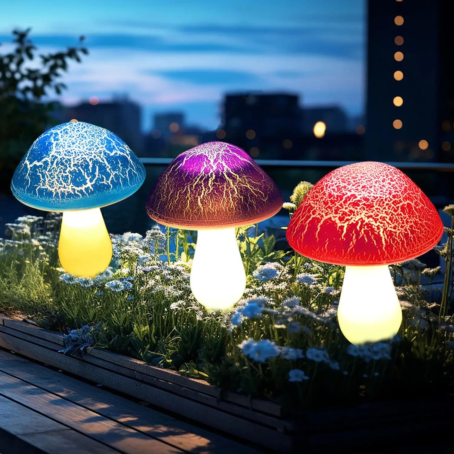 Lampe solaire en forme de champignon, imperméable, 12 têtes, luminaire décoratif d'extérieur, idéal 