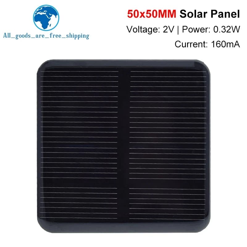 Mini panneau solaire 50x50mm, bricolage, 2V, 160mA, 0.32W, chargeurs de batterie, système solaire, t