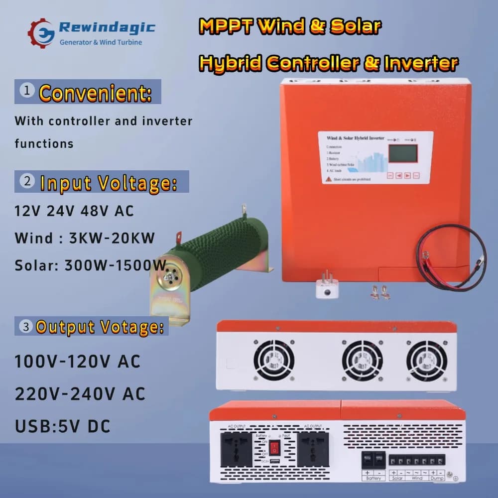 Onduleur de contrôleur éolien et solaire MPPT, dispositif intégré, transformateur 5kw 10kw, sortie 1