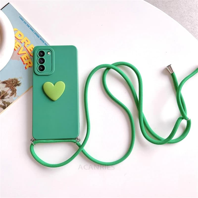 S25ultra S 24 23 22 bandoulière lanière amour coeur étui pour Samsung Galaxy S25 S24 S23 S22 S21 fe 