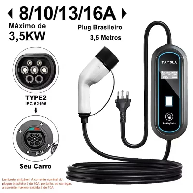 Chargeur de voiture électrique TAYSLA 3,5KW 16A 3,5 M TYPE 2 TYPE 1 GBT chargeur EV Portable pour vé