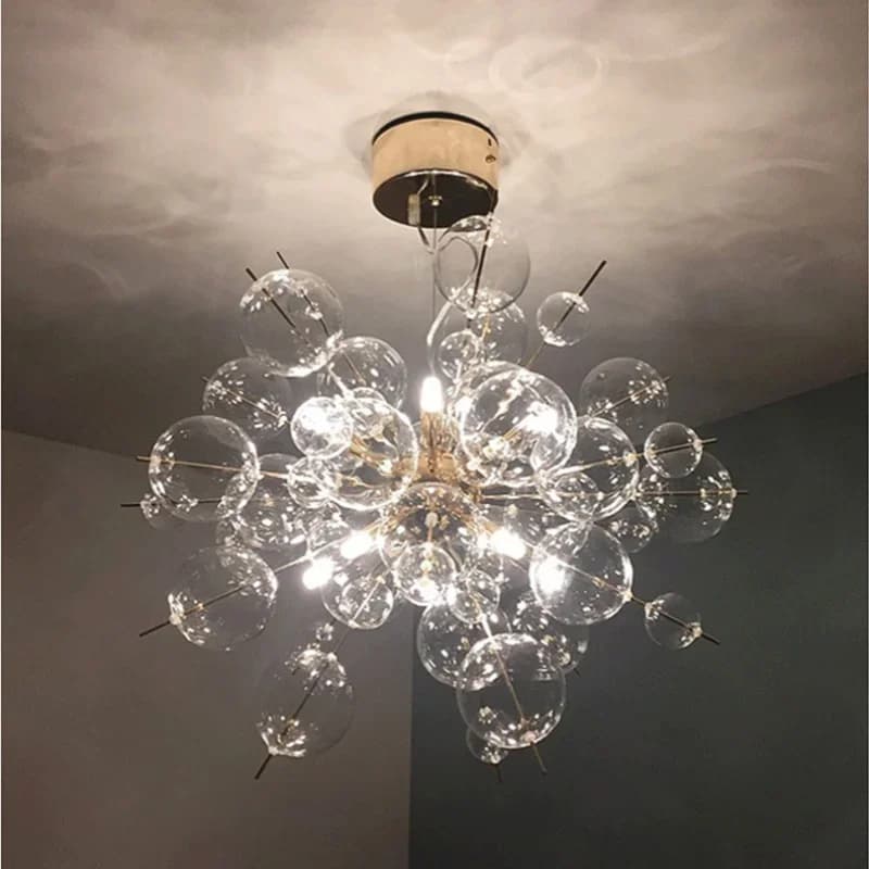 Lustre moderne en verre artistique avec boule en métal chromé doré, style nordique, pour restaurant,
