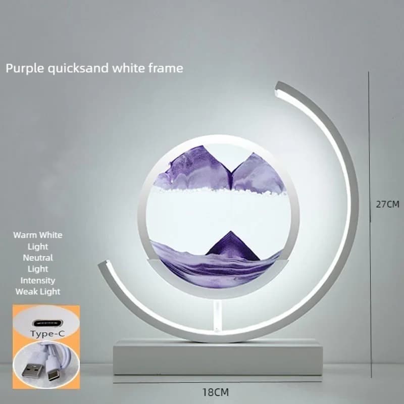 LED mobile sable Art lampe de Table sables mouvants veilleuse 3D paysage de sable sablier lampes de 