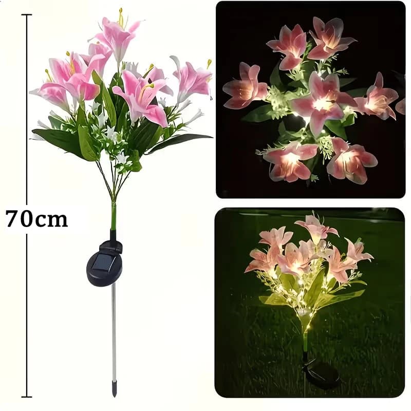 Lampe solaire décorative rose à 7 têtes, nouvelle version améliorée, étanche, pour patio, jardin, pe