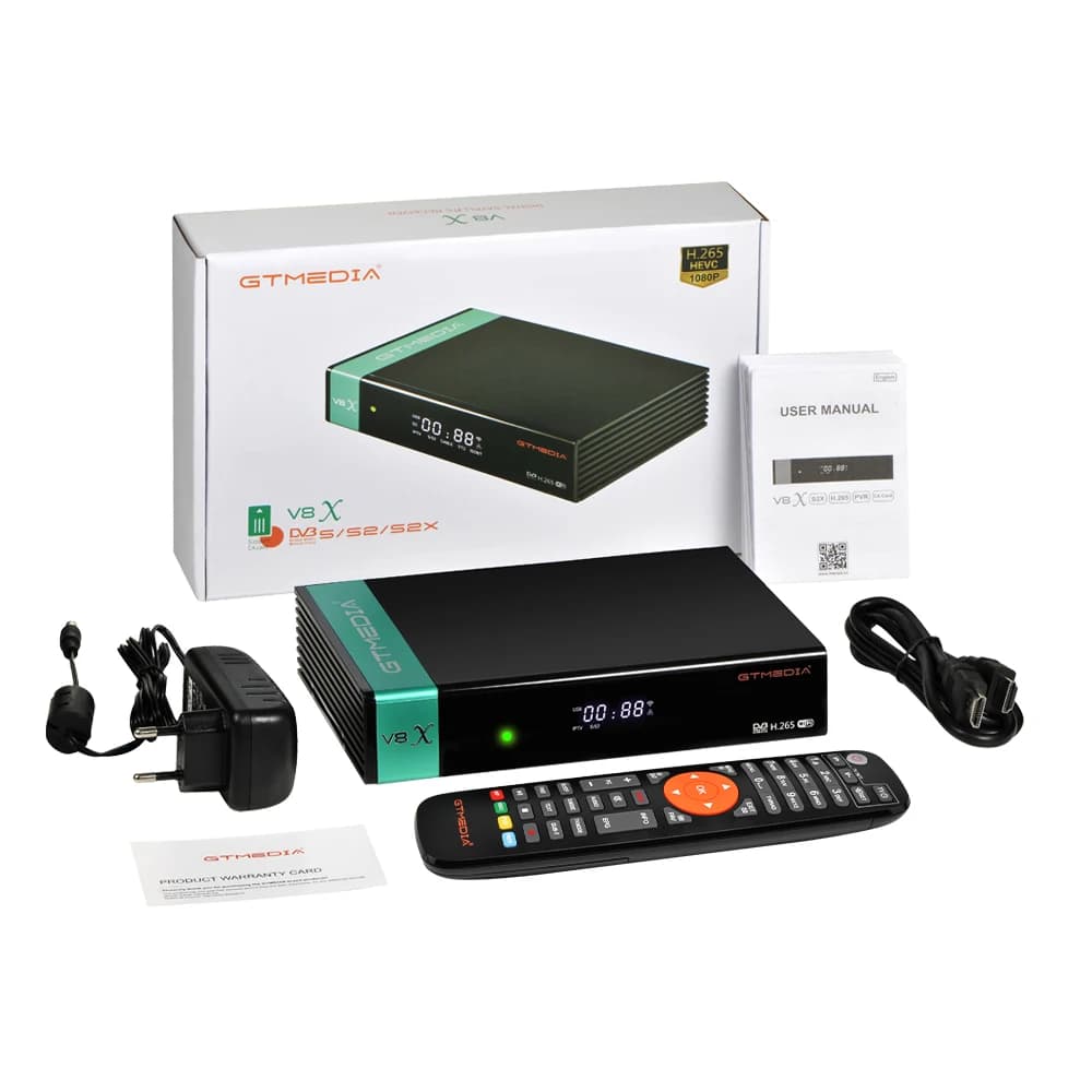 Récepteur satellite GTMEDIA V8X Mars DVB-S/S2/S2X 1080P HD avec Wi-Fi 2.4G intégré, prise en charge 