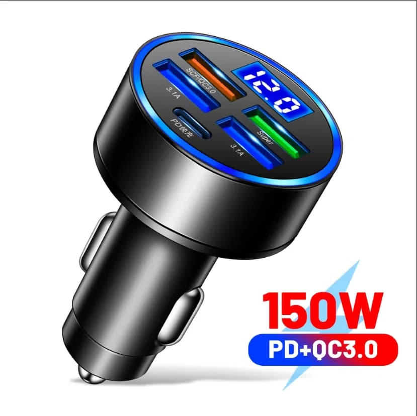 Chargeur de voiture PD 250W QC3.0, Charge rapide, deux à Six ports, prise allume-cigare, Charge Flas