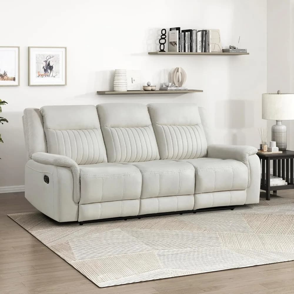 Canapé inclinable Double manuel, canapé inclinable manuel 3 places rembourré en microfibre polie pou