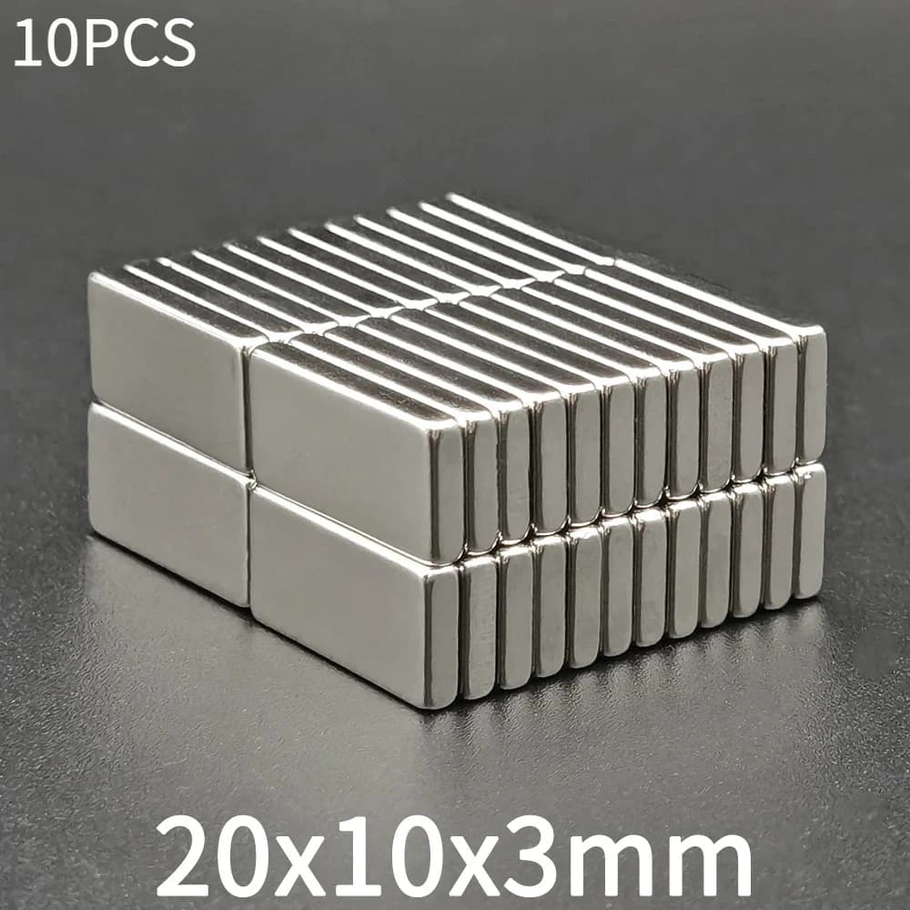 10/20 pièces 20x10x3mm bloc aimant rectangulaire 20mm X 10mm X 3mm Super puissant fort magnétique Pe